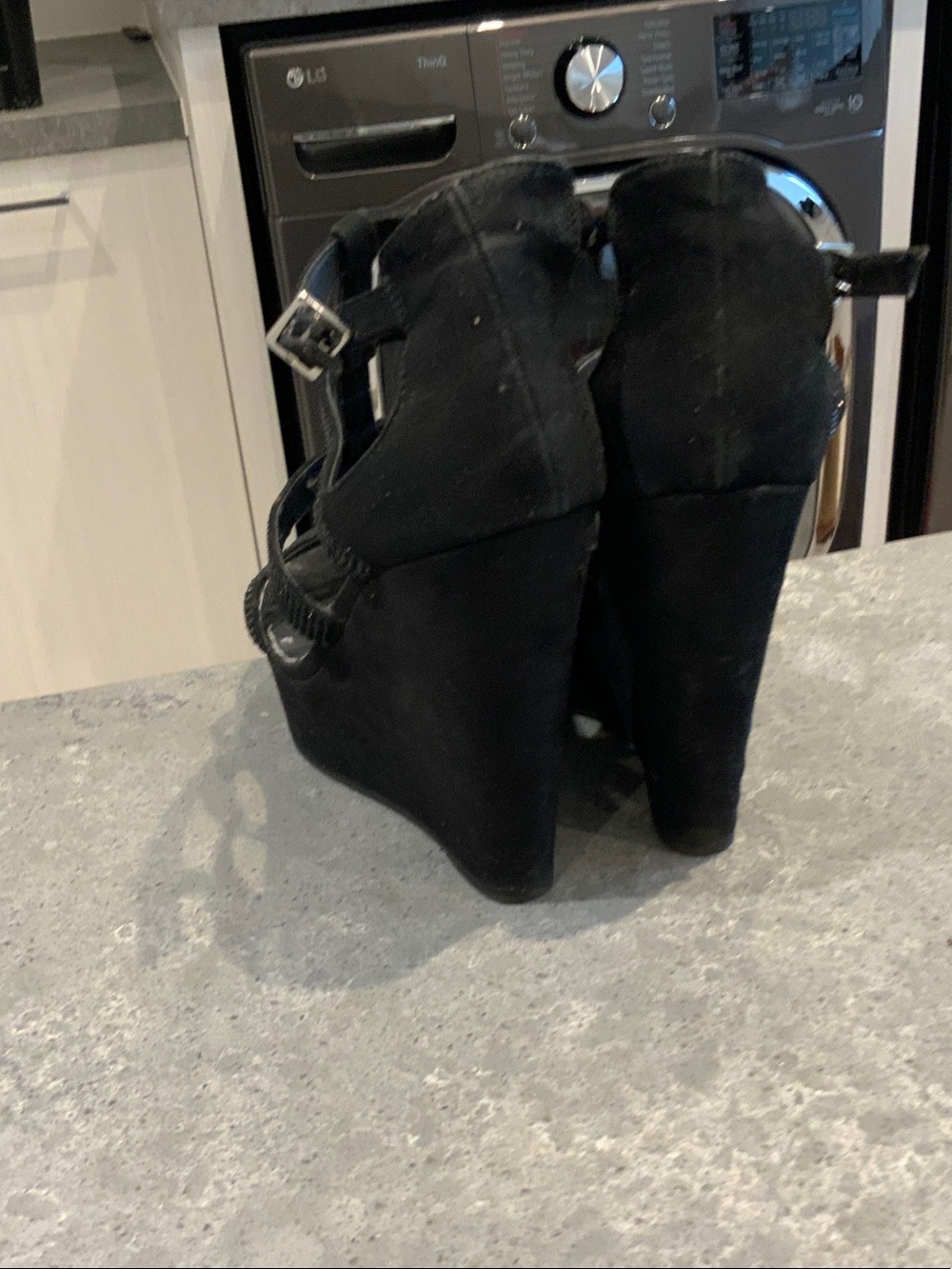 ALDO Black Beaded Strappy Platform Wedge Sandals - Picture 4 of 5